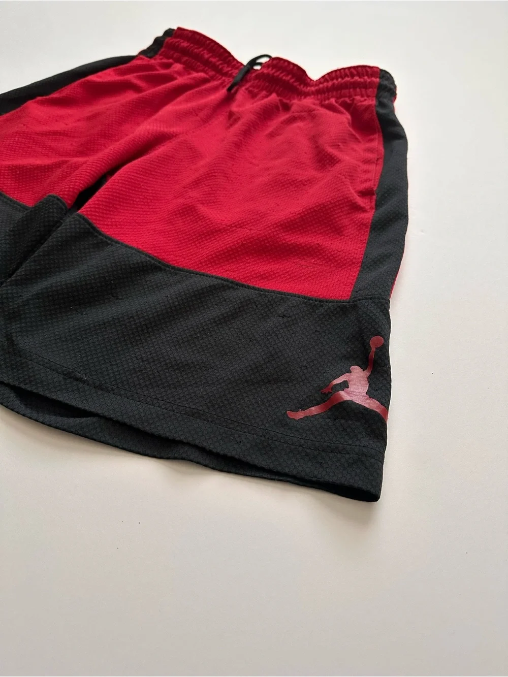 Jordan Red and Black Mesh Basketball Shorts with Jumpman
